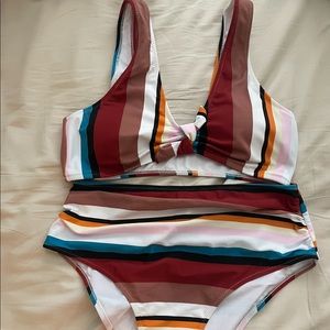 High waisted striped bikini